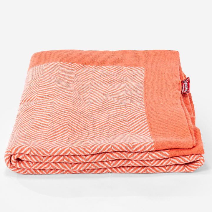 Coperta / Plaid - Lavorato a Maglia Tessuto a Spina di Pesce Corallo 03