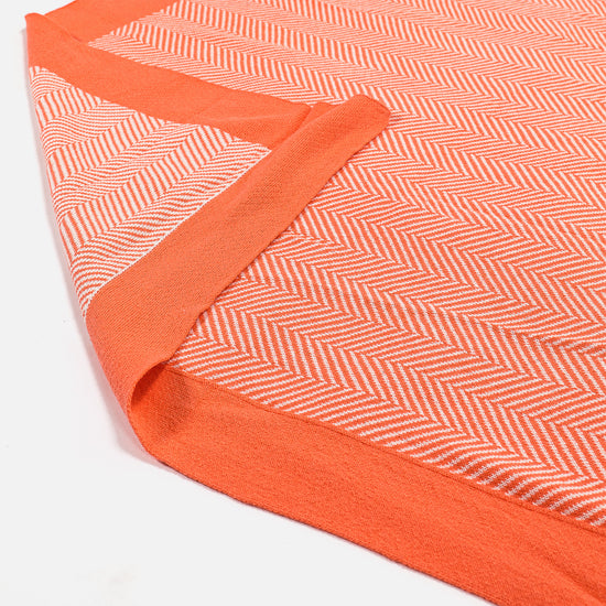 Coperta / Plaid - Lavorato a Maglia Tessuto a Spina di Pesce Corallo 04