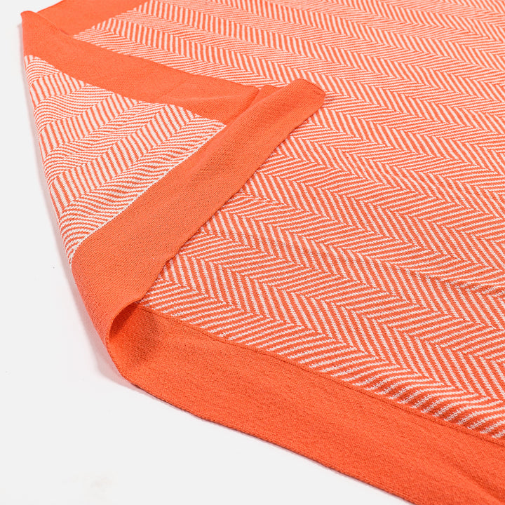Coperta / Plaid - Lavorato a Maglia Tessuto a Spina di Pesce Corallo 04