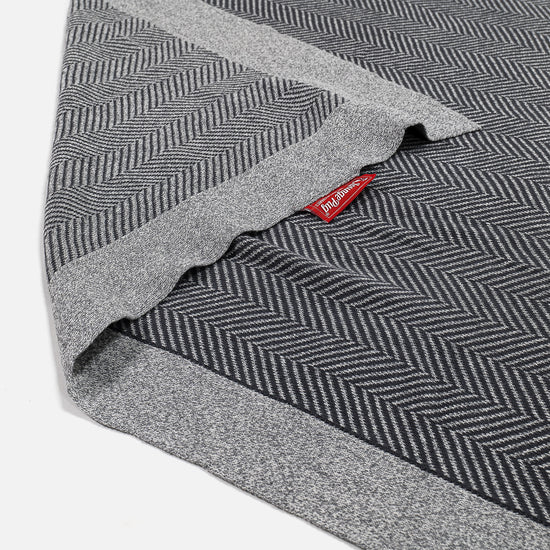 Coperta / Plaid - Lavorato a Maglia Tessuto a Spina di Pesce Grigio 03