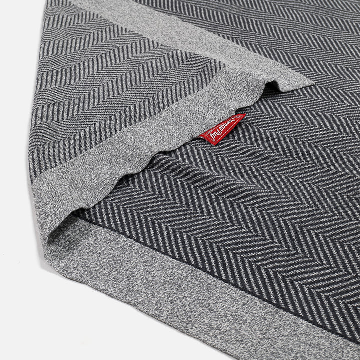 Coperta / Plaid - Lavorato a Maglia Tessuto a Spina di Pesce Grigio 03