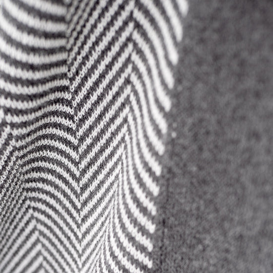 Coperta / Plaid - Lavorato a Maglia Tessuto a Spina di Pesce Grigio 04