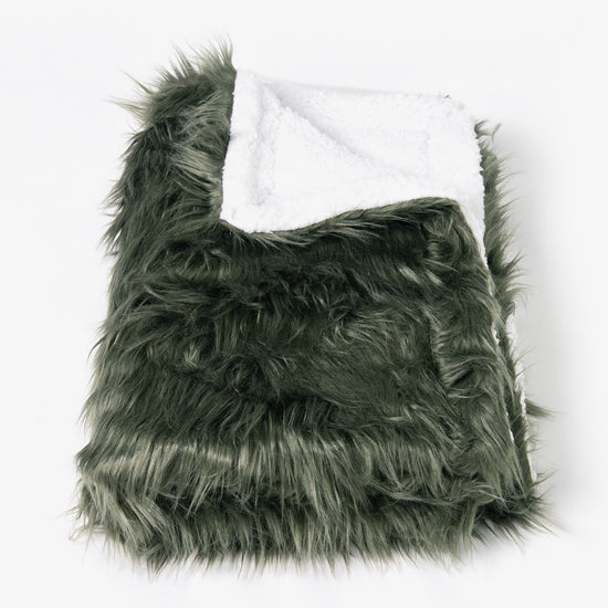 Plaid / Coperta Sherpa - Pelliccia Sintetica Mongola Verde Salvia 01