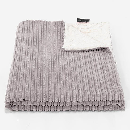 Plaid / Coperta Sherpa - Velluto a Coste Grigio Argento 02