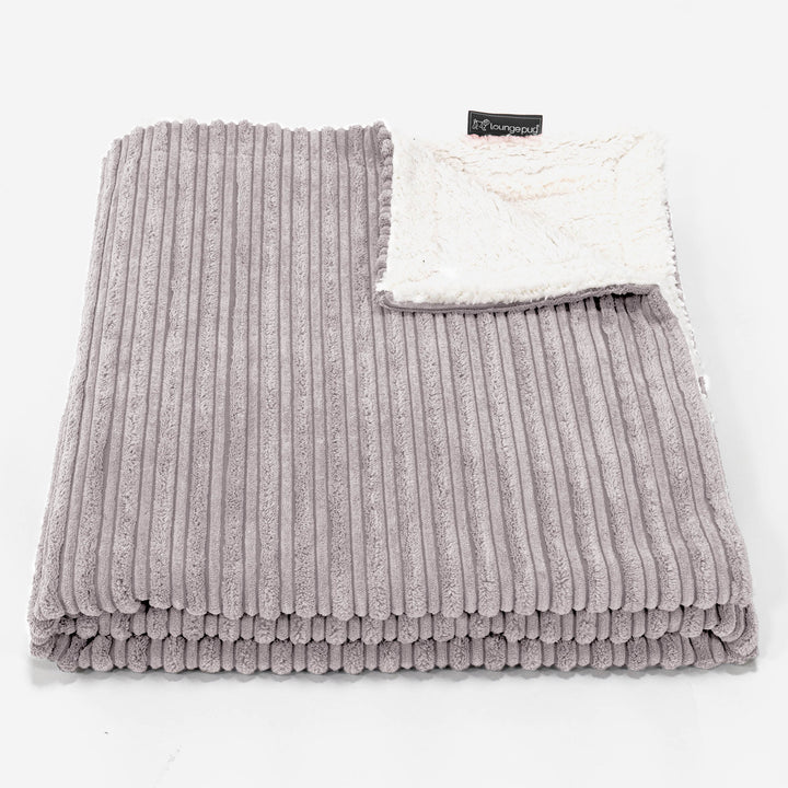 Plaid / Coperta Sherpa - Velluto a Coste Grigio Argento 02
