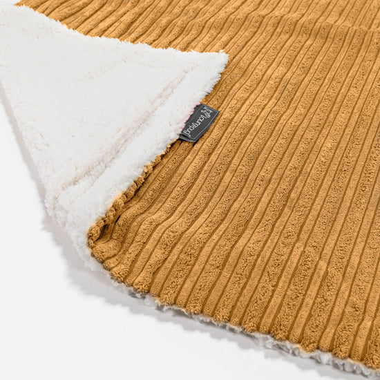 Plaid / Coperta Sherpa - Velluto a Coste Miele Dorato 01