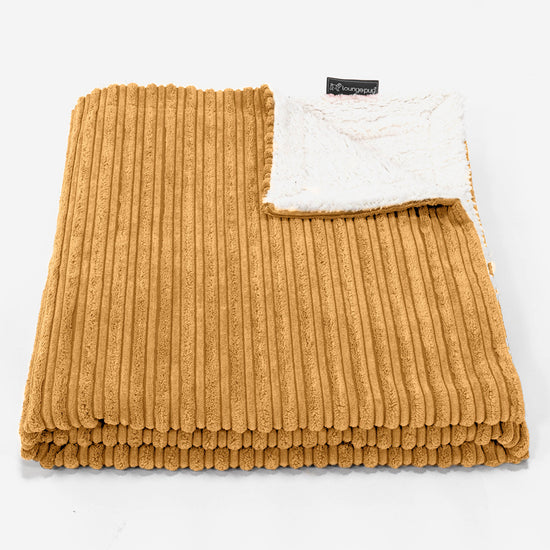 Plaid / Coperta Sherpa - Velluto a Coste Miele Dorato 02