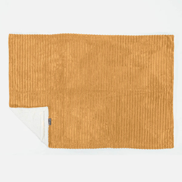 Plaid / Coperta Sherpa - Velluto a Coste Miele Dorato 01