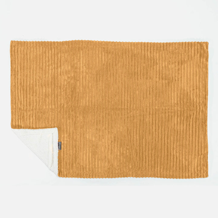 Plaid / Coperta Sherpa - Velluto a Coste Miele Dorato 03