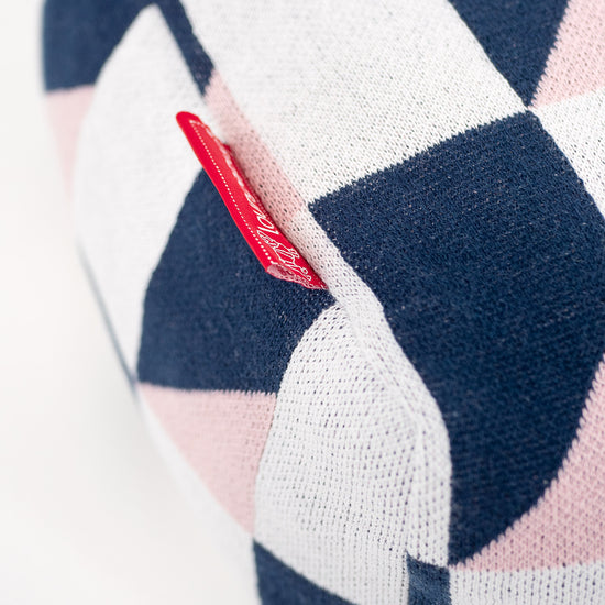 Poggiapiedi Piccolo - Lavorato a Maglia Geometrico Blu 02