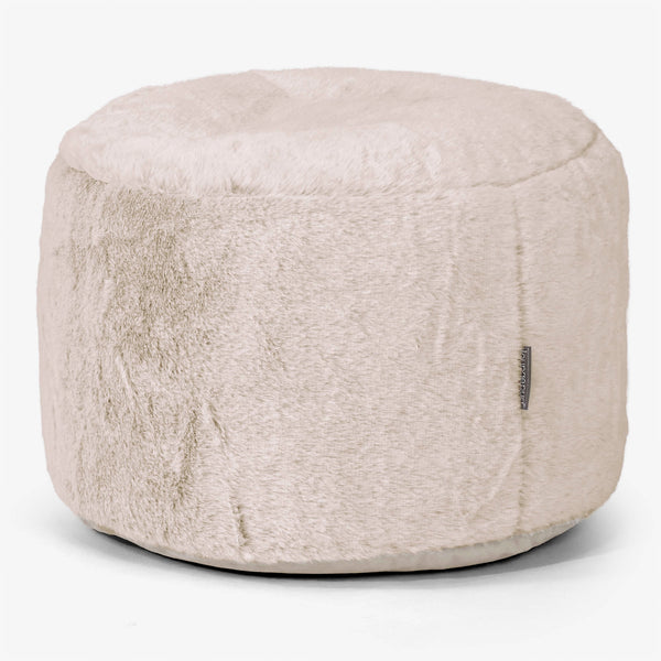 Poggiapiedi Rotondo Piccolo - Eco-pelliccia di Coniglio Marrone dorato 01