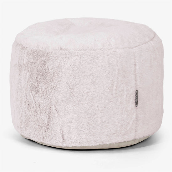 Poggiapiedi Rotondo Piccolo - Eco-pelliccia di Coniglio Rosa Antico 01