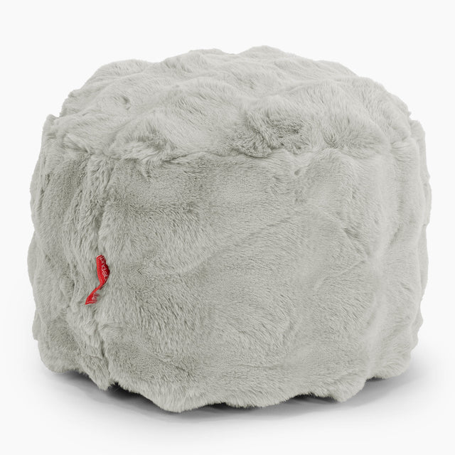 Poggiapiedi Rotondo Piccolo - Pelliccia Sintetica a Bolle Verde Salvia 01