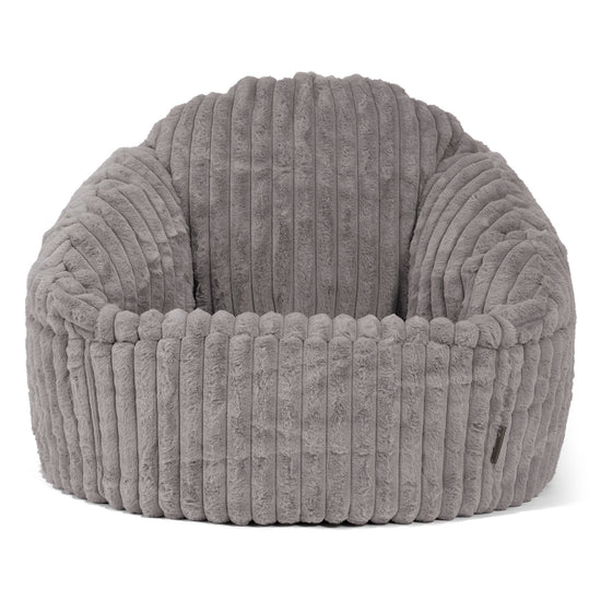 Poltrona a Sacco Bubble - Velluto Felpato Ultra Morbido Grigio 01