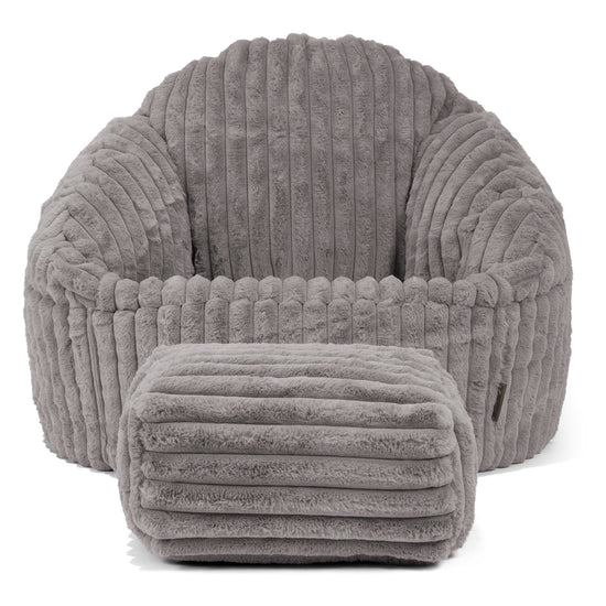 Poltrona a Sacco Bubble - Velluto Felpato Ultra Morbido Grigio 02