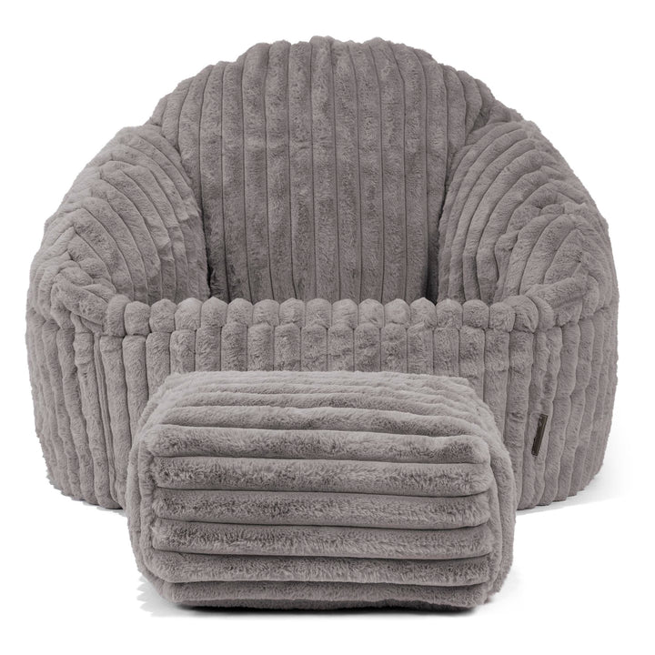 Poltrona a Sacco Bubble - Velluto Felpato Ultra Morbido Grigio 02