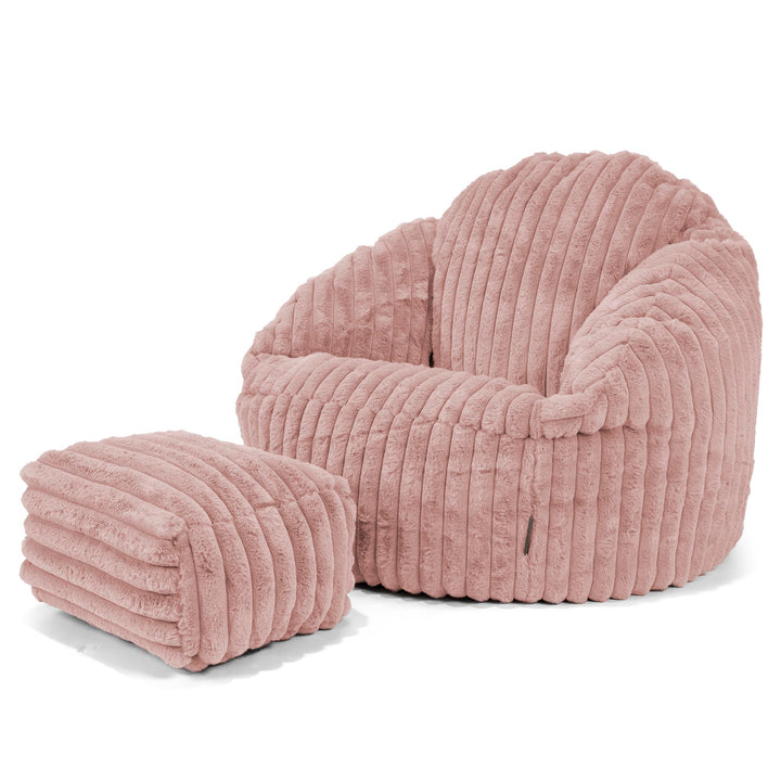 Poltrona a Sacco Bubble - Velluto Felpato Ultra Morbido Rosa Antico 03