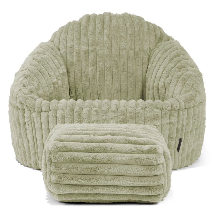 Poltrona a Sacco Bubble - Velluto Felpato Ultra Morbido Verde Salvia 02