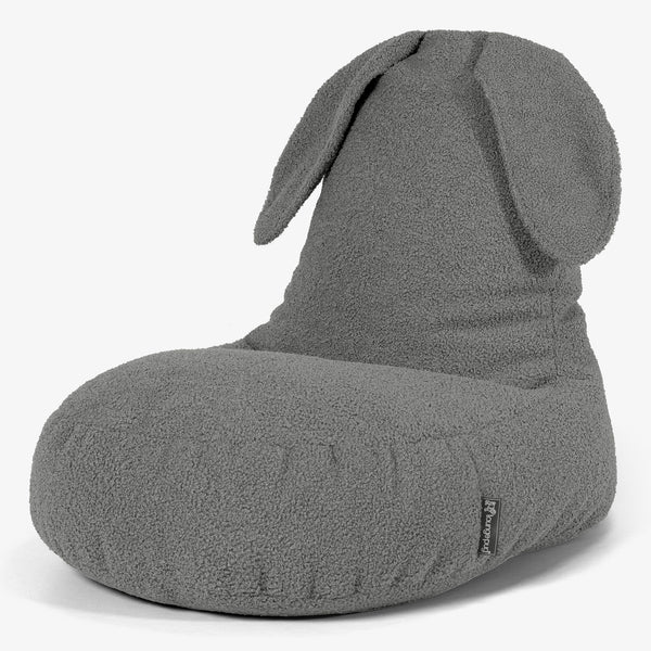 Poltrona Pouf Bambino con Animale Coniglio 2-6 anni - Bouclé Grigio 01