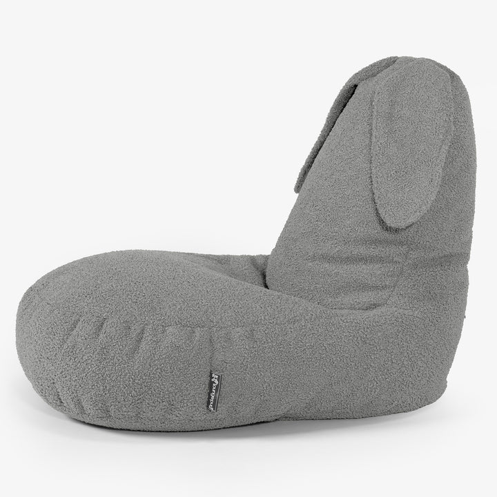 Poltrona Pouf Bambino con Animale Coniglio 2-6 anni - Bouclé Grigio 02