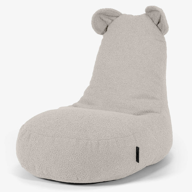 Poltrona Pouf Bambino con Animale Orso 2-6 anni - Bouclé Avorio 01