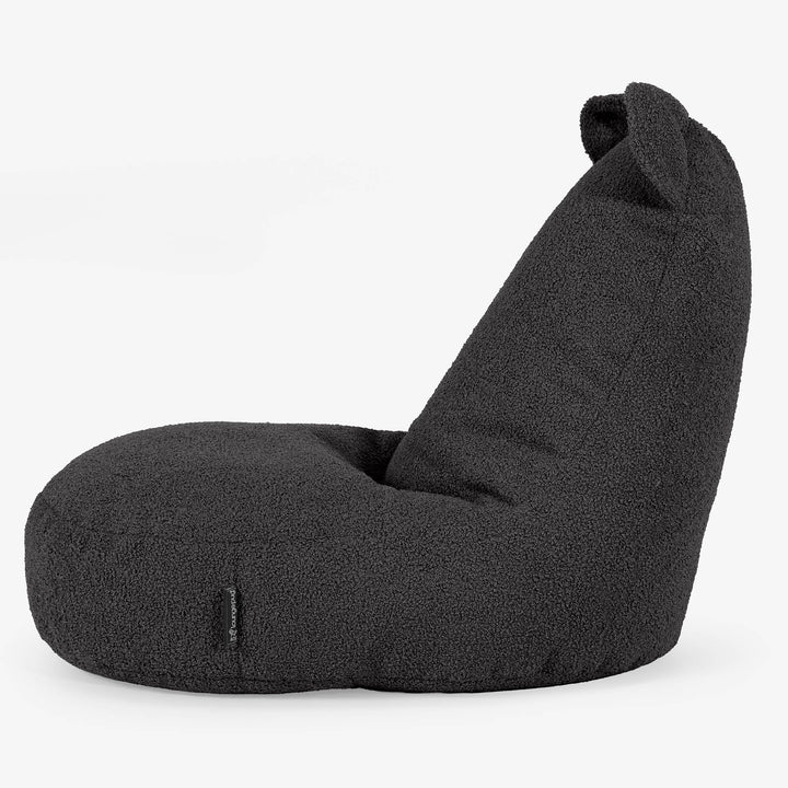Poltrona Pouf Bambino con Animale Orso 2-6 anni - Bouclé Grafite 02