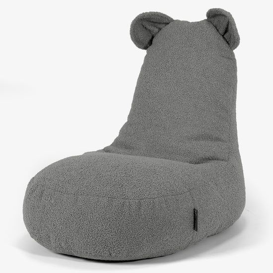 Poltrona Pouf Bambino con Animale Orso 2-6 anni - Bouclé Grigio 01