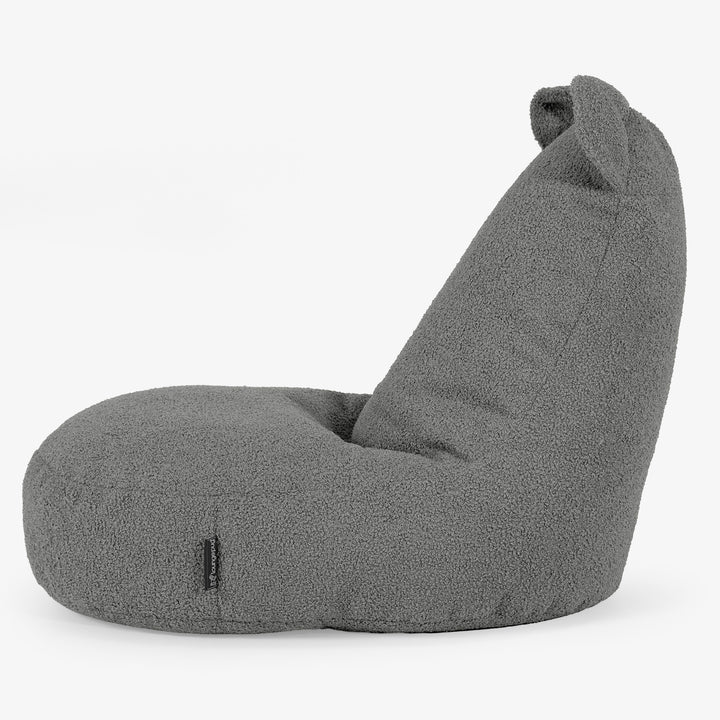 Poltrona Pouf Bambino con Animale Orso 2-6 anni - Bouclé Grigio 02