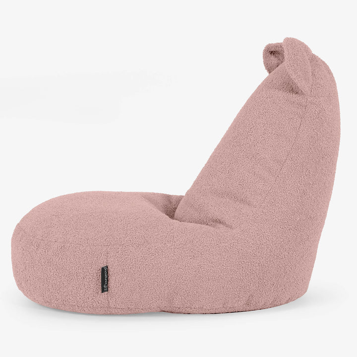 Poltrona Pouf Bambino con Animale Orso 2-6 anni - Bouclé Rosa 02