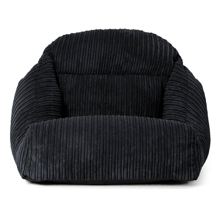 Poltrona Pouf da Pavimento Aya - Velluto a Coste Nero 02