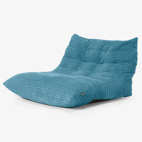 Poltrona Pouf da Pavimento Noah - Velluto a Coste Egeo Blu 01