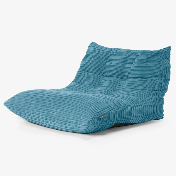 Poltrona Pouf da Pavimento Noah - Velluto a Coste Egeo Blu 01