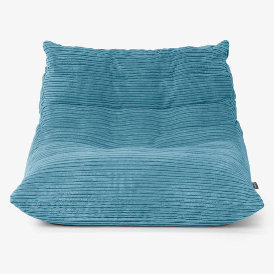 Poltrona Pouf da Pavimento Noah - Velluto a Coste Egeo Blu 01