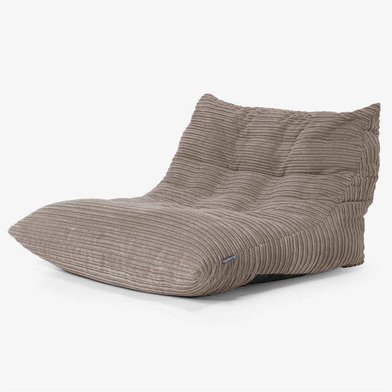 Poltrona Pouf da Pavimento Noah - Velluto a Coste Grigio Tortora 02