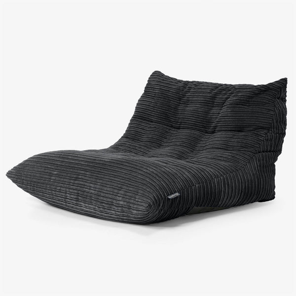 Poltrona Pouf da Pavimento Noah - Velluto a Coste Nero 01