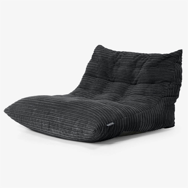 Poltrona Pouf da Pavimento Noah - Velluto a Coste Nero 02