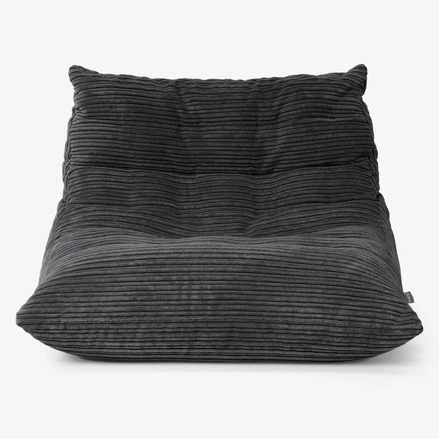 Poltrona Pouf da Pavimento Noah - Velluto a Coste Nero 01