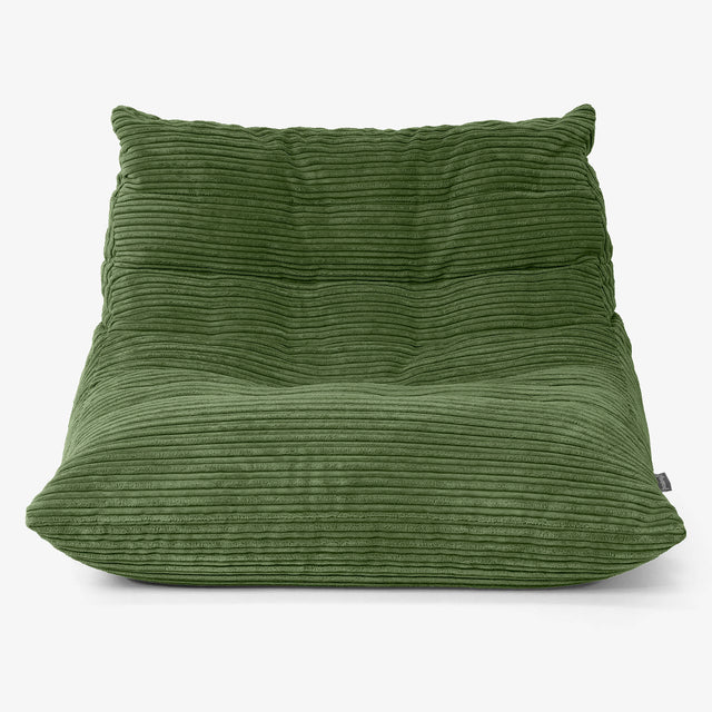 Poltrona Pouf da Pavimento Noah - Velluto a Coste Verde Foresta 01