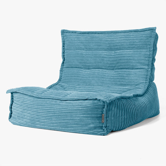 Poltrona Pouf da Pavimento Oliver - Velluto a Coste Egeo Blu 01