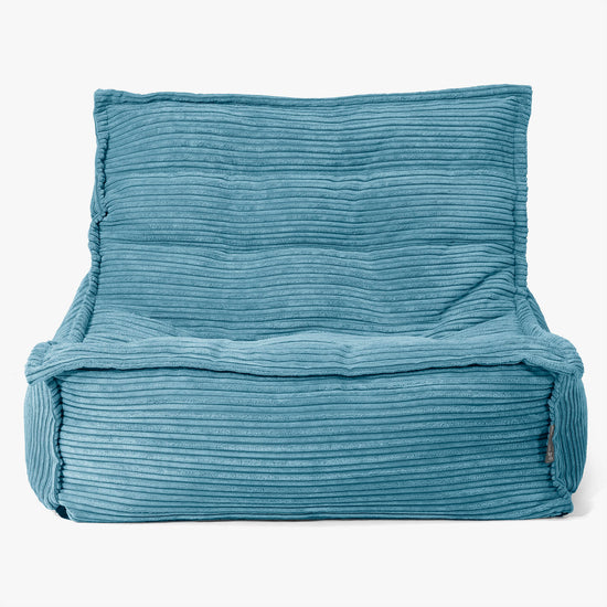 Poltrona Pouf da Pavimento Oliver - Velluto a Coste Egeo Blu 02