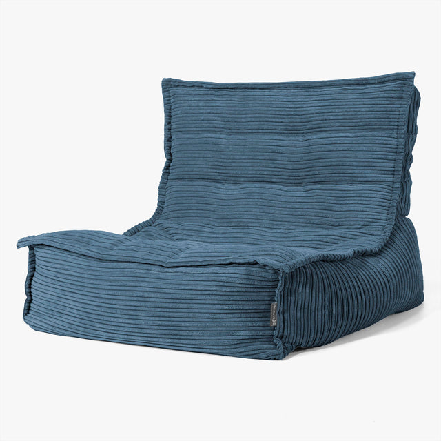 Poltrona Pouf da Pavimento Oliver - Velluto a Coste Navy 01