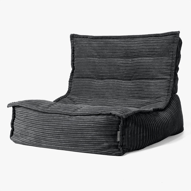 Poltrona Pouf da Pavimento Oliver - Velluto a Coste Nero 01