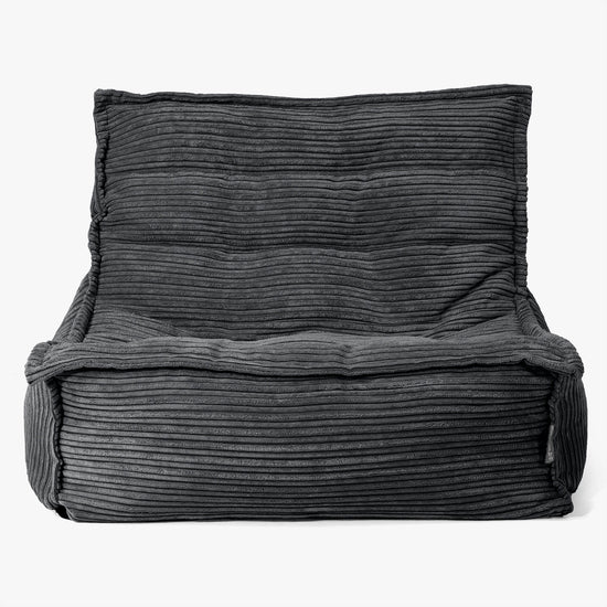 Poltrona Pouf da Pavimento Oliver - Velluto a Coste Nero 02