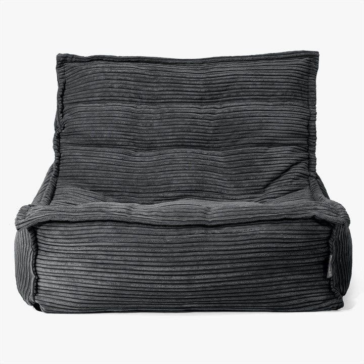 Poltrona Pouf da Pavimento Oliver - Velluto a Coste Nero 02