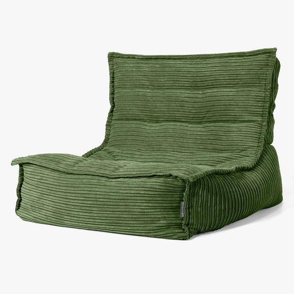 Poltrona Pouf da Pavimento Oliver - Velluto a Coste Verde Foresta 01