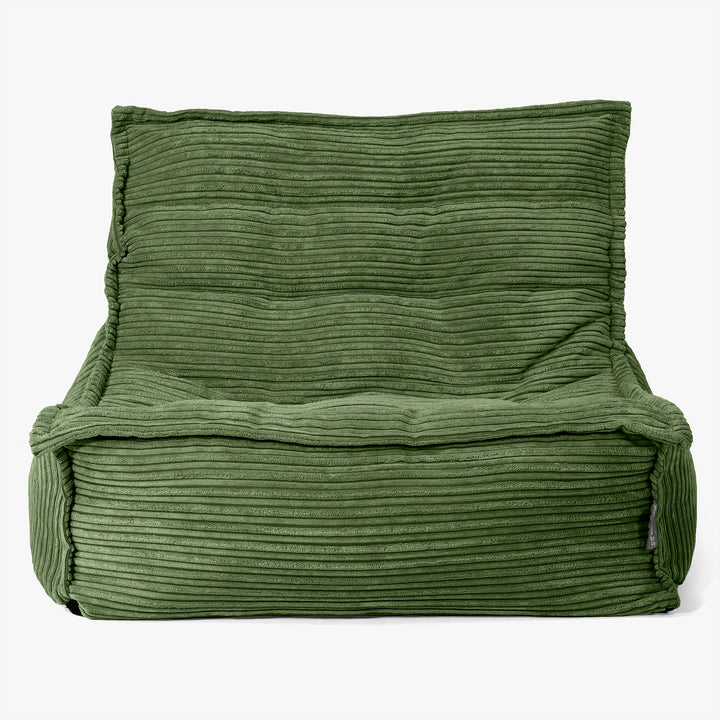 Poltrona Pouf da Pavimento Oliver - Velluto a Coste Verde Foresta 02
