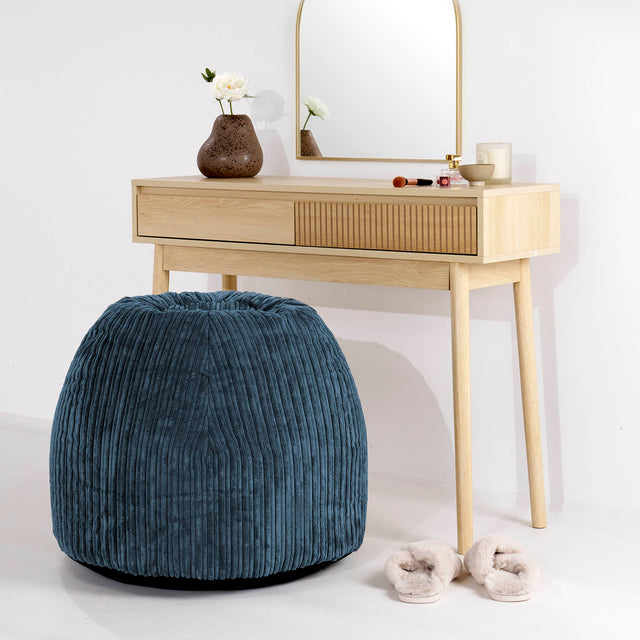 Pouf Sgabello per Toeletta - Velluto a Coste Navy - 02