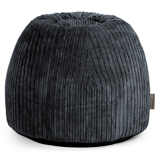 Pouf Sgabello per Toeletta - Velluto a Coste Nero - 01