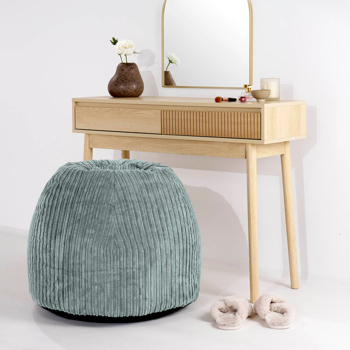 Pouf Sgabello per Toeletta - Velluto a Coste Verde Menta - 02