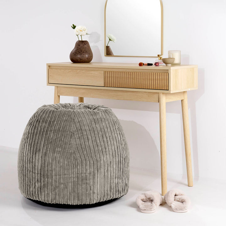Pouf Sgabello per Toeletta - Velluto a Coste Visone - 02